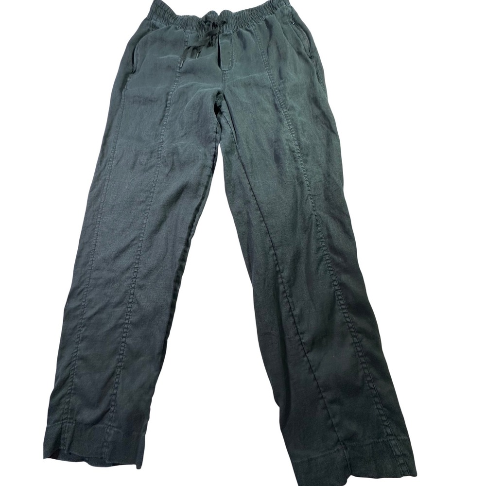Athleta Womens 100% Linen Pintuck Jogger Pants Black Size Medium Tall